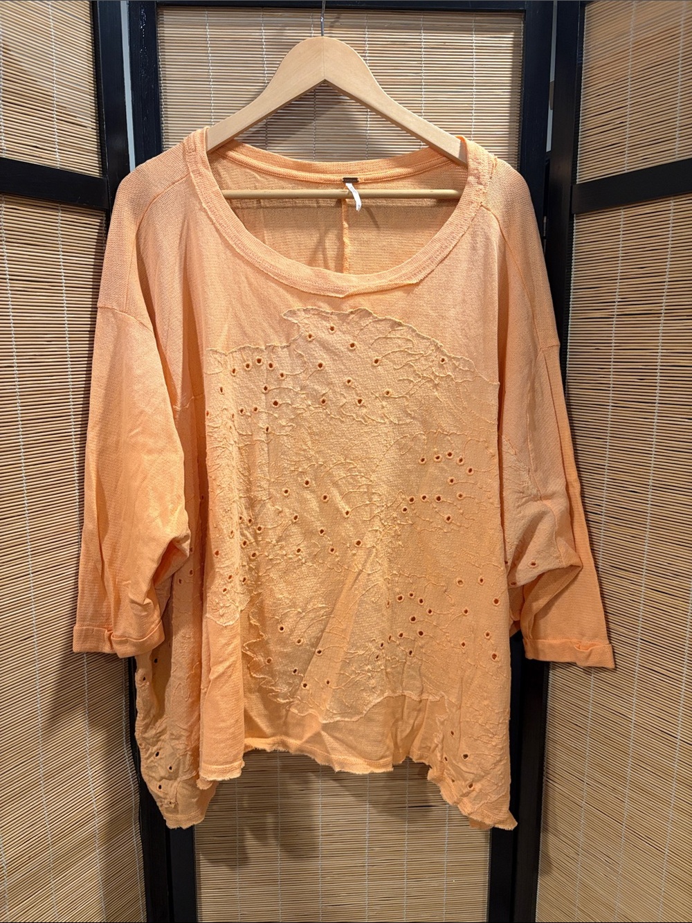 Free People Peach Eyelet Scoop Neck Tunic